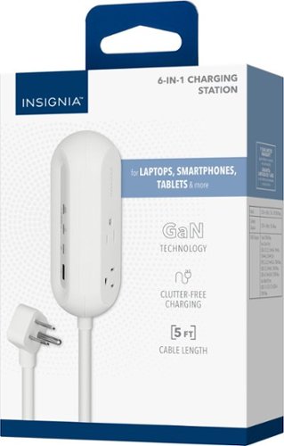 Insignia™ 6-in-1 70W Charging Station with 2 AC outlets, 3 USB-C and 1 USB ports for laptops, tablets, smartphones and more - White WHERE TO BUY