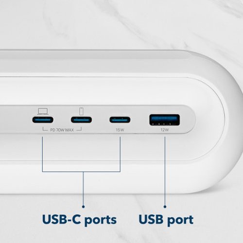 Insignia™ 6-in-1 70W Charging Station with 2 AC outlets, 3 USB-C and 1 USB ports for laptops, tablets, smartphones and more - White BUY IN QATAR