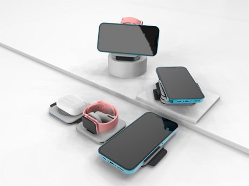 INTELLI Foldable 3-in-1 Wireless Charger with Magnetic Phone, Watch, and Headphone Charging - White BUY ONLINE