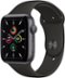 Apple Geek Squad Certified Refurbished Watch SE (GPS) 44mm Space Gray Aluminum Case with Black Sport Band - Space Gray - (2020)-Front_Standard