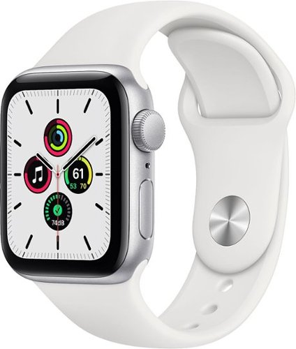 Apple Geek Squad Certified Refurbished Watch SE (GPS) 40mm Silver Aluminum Case with White Sport Band - Silver