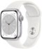 Apple Geek Squad Certified Refurbished Watch Series 8 (GPS) 41mm Aluminum Case with White Sport Band - M/L - Silver - (2022)-Front_Standard