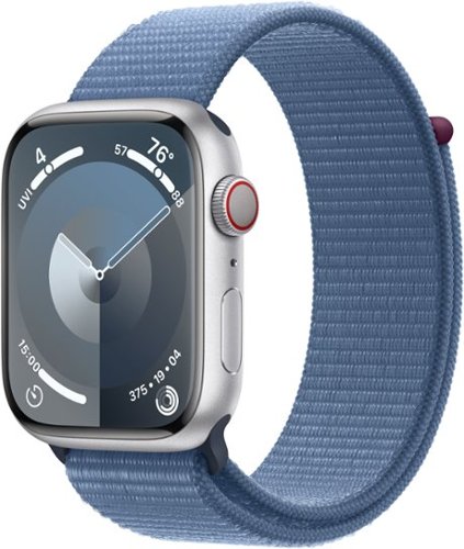 Apple Watch Series 9 (GPS + Cellular) 45mm Silver Aluminum Case with Winter Blue Sport Loop with Blood Oxygen - Silver (Verizon) - (2023)-Front_Standard 