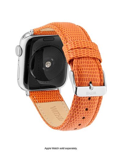WITHit - Men's Lizard Grain Pattern Leather Band for Apple Watch 42/44/45/Ultra/Ultra 2 (49mm) - Orange