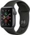 Apple - Geek Squad Certified Refurbished Watch Series 5 (GPS) 40mm Aluminum Casewith Black Sport Band - Space Gray-Front_Standard 