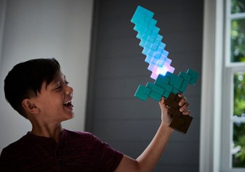 Minecraft Enchanted Diamond Sword with Lights & Sounds - Brown/Aqua WORLDWIDE DELIVERY