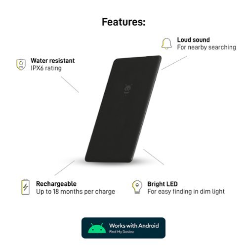 Pebblebee Card, Made for Google Rechargeable Item Tracker, works with Android Find My Device - Black WORLDWIDE DELIVERY