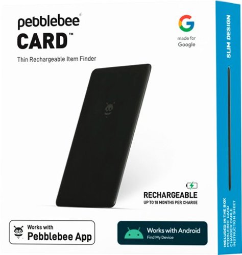 Pebblebee Card, Made for Google Rechargeable Item Tracker, works with Android Find My Device - Black BUY IN MIDDLE EAST