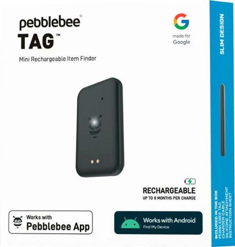 Pebblebee Tag, Made for Google Rechargeable Item Tracker, works with Android Find My Device - Black BUY IN DUBAI