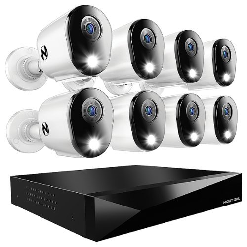 Night Owl - 12 Channel 8 Camera Indoor/Outdoor Wired 2K 2TB DVR Security System with 2-way Audio - White