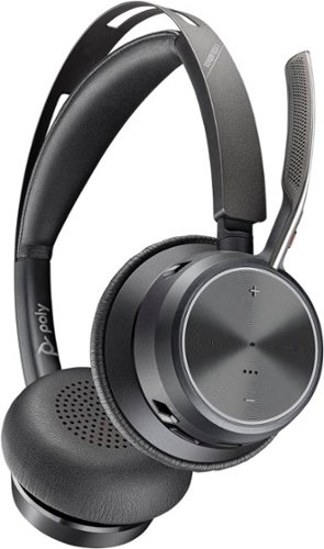 Poly Voyager Focus 2 Wireless Noise Cancelling On-Ear Headset with Charge Stand - Black GLOBAL SHIPPING
