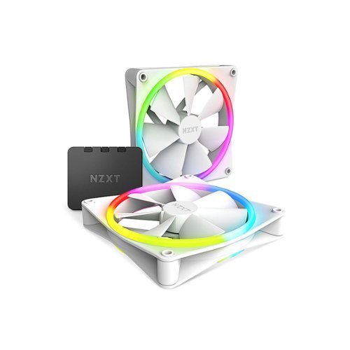 NZXT - F140 Duo RGB 140mm Computer Case Fan with RGB Controller and Fluid Dynamic Bearings (2-pack) - White