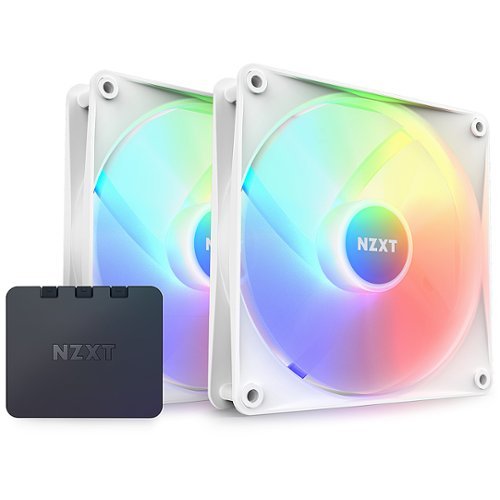 NZXT - F140 Core RGB 140mm Computer Case Fan with RGB Controller and Fluid Dynamic Bearings (2-pack) - White