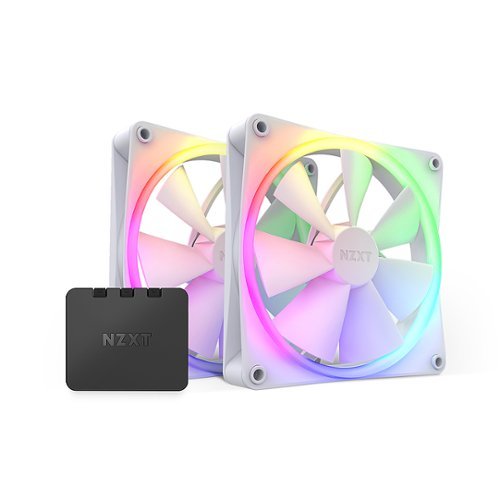 NZXT - F140 RGB 140mm Computer Case Fan with RGB Controller and Fluid Dynamic Bearings (2-pack) - White