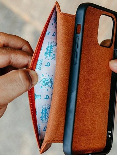 Bluebonnet iPhone 13 Pro Max Case Folio, Calfskin Leather, Magsafe Compatible, Wireless Charging, Designed for Organization - Tuscan Tan HOW TO BUY