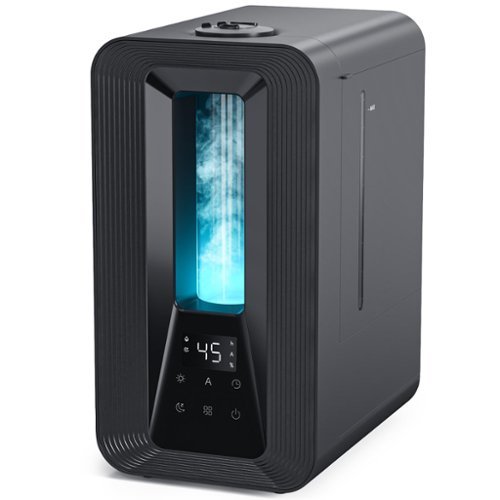 GlowWise - 6L Cool Mist Humidifier - Top Fill, Aroma Diffuser, Humidistat, Night Light, 50H Quiet Ultrasonic for Bedroom, Nursery - Black-Front_Standard 