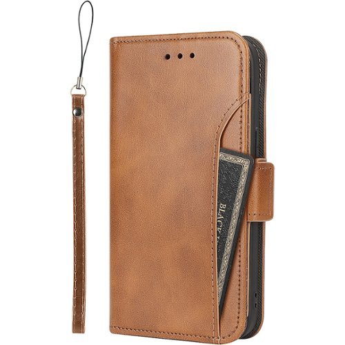 SaharaCase - Genuine Leather Folio Wallet Case for Apple iPhone 15 Pro Max - Brown