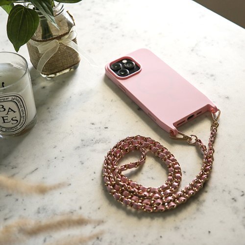 Bryten Monarch Detachable Navy Blue Crossbody Strap and Gold Chain, MagSafe Compatible, Shockproof iPhone 14 Pro Max Case - Pink WHERE TO BUY