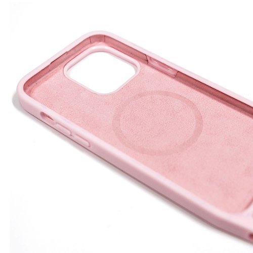 Bryten Monarch with Detachable Navy Blue Crossbody Strap and Gold Chain, Silicone, MagSafe Compatible, Shockproof iPhone 14 Pro - Pink GLOBAL SHIPPING