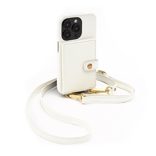 Bryten - Silverlake Vegan Leather Wallet Crossbody Case for Apple iPhone 14 Pro Max / 13 Pro Max - Pearl White