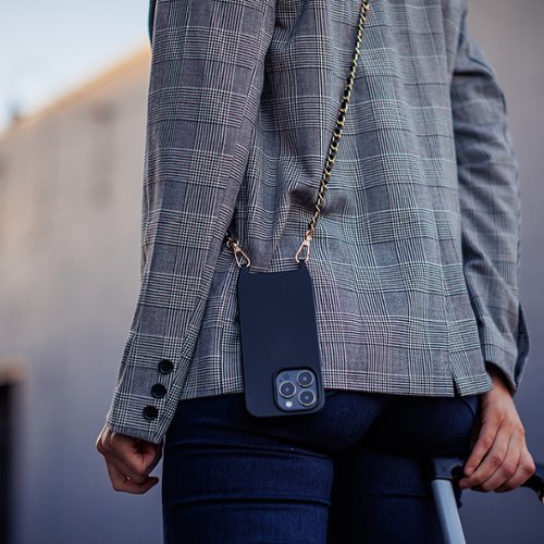 Bryten Monarch Detachable Navy Blue Crossbody Strap and Gold Chain, MagSafe Compatible, Shockproof iPhone 14 Pro Max Case - Monarch Black SHOP ONLINE