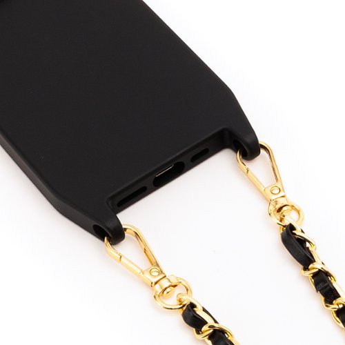 Bryten Monarch Detachable Navy Blue Crossbody Strap and Gold Chain, MagSafe Compatible, Shockproof iPhone 14 Pro Max Case - Monarch Black GLOBAL SHIPPING