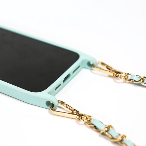 Bryten Monarch Detachable Navy Blue Crossbody Strap and Gold Chain, MagSafe Compatible, Shockproof iPhone 14 Pro Max Case - Blue Lagoon GLOBAL SHIPPING