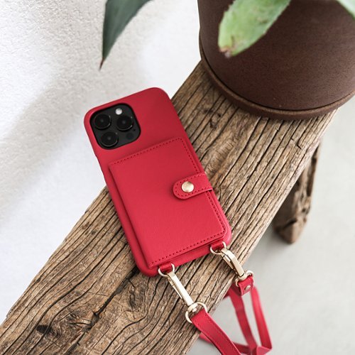 Bryten Silverlake Vegan Leather with Adjustable Strap & Credit Card Holder Wallet, Shockproof Case iPhone 14/13 Pro Max - Magenta HOW TO BUY