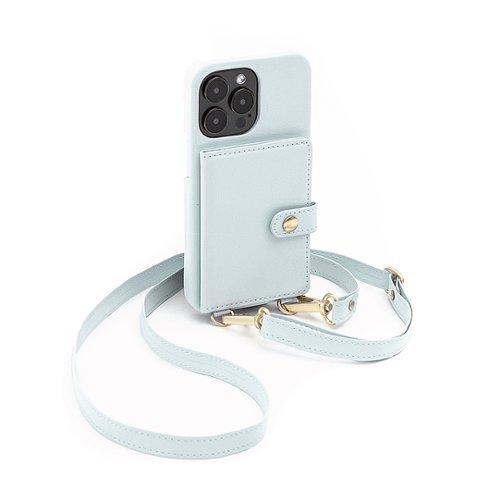 Bryten - Silverlake Vegan Leather Wallet Crossbody Case for Apple iPhone 14 Pro Max / iPhone 13 Pro Max - Powder Blue