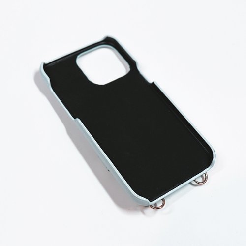 Bryten Silverlake Vegan Leather with Adjustable Strap & Credit Card Holder Wallet, Shockproof Case iPhone 14/13 Pro Max - Powder Blue WORLDWIDE DELIVERY
