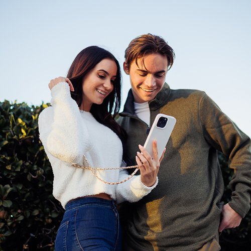 Bryten Monarch with Detachable Navy Blue Crossbody Strap and Gold Chain, Silicone, MagSafe Compatible, Shockproof iPhone 14 Pro - Marshmallow White WHERE TO BUY