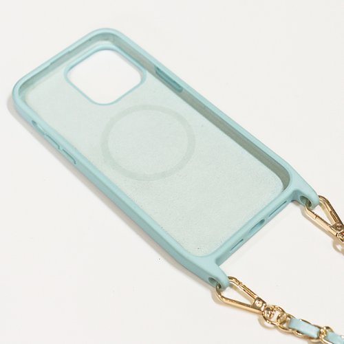 Bryten Monarch with Detachable Navy Blue Crossbody Strap and Gold Chain, Silicone, MagSafe Compatible, Shockproof iPhone 14 Pro - Blue Lagoon WORLDWIDE DELIVERY