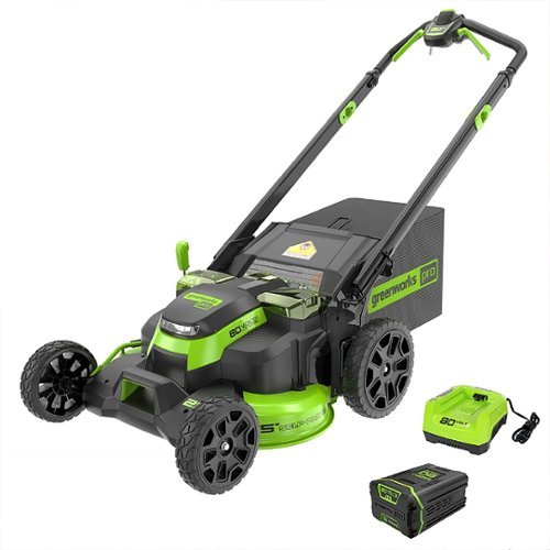 Greenworks 80V 25" Cordless Battery Dual Blade Self-Propelled Mower with 4.0Ah Battery & Rapid Charger - Green