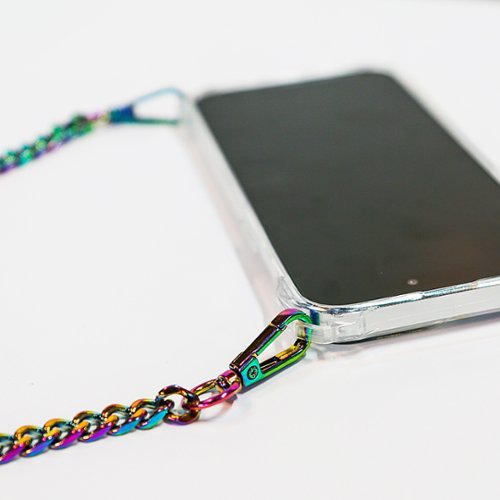 Bryten Glacier 4-Way iPhone 14 Pro Carry Phone Case with Detachable Crossbody Metal Chain, MagSafe Compatible - Clear GLOBAL SHIPPING