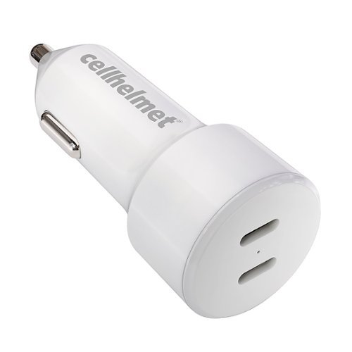 Cellhelmet 20W Dual Car Charger Plug Type-C with Total 40W Output - White WORLDWIDE DELIVERY