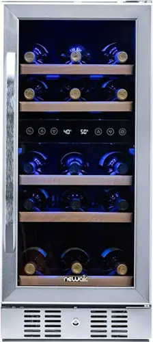 Front. NewAir - Factory Refurbished 29-Bottle Wine Cooler - Stainless Steel.
