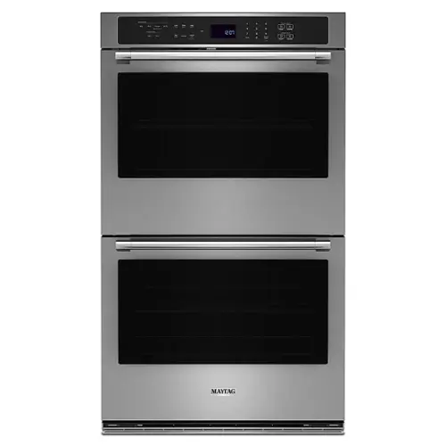 Front. Maytag - 27" Built-In Electric Convection Double Wall Oven with Air Fry - Fingerprint Resistant Stainless Steel.
