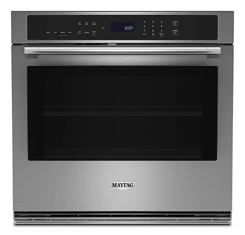 Front. Maytag - 27" Built-In Single Electric Convection Wall Oven with Air Fry - Fingerprint Resistant Stainless Steel.