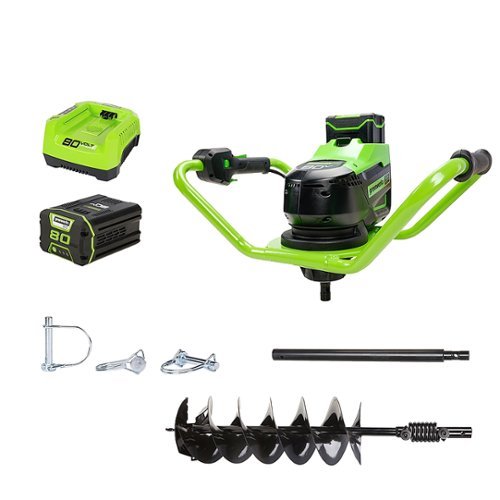 Greenworks 80V Earth Auger with Auger Bit with 4Ah Battery and Rapid Charger