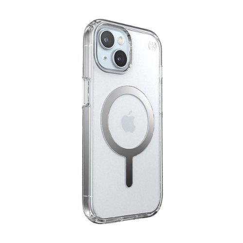 Speck Presidio Perfect-Clear Case with MagSafe for Apple iPhone 15/14/13, Wireless Charging, 13ft Drop Protection, Extra Grip - Clear/Chrome WORLDWIDE DELIVERY
