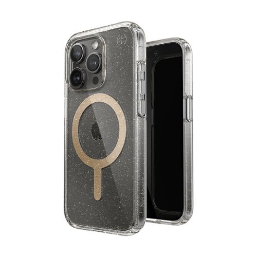 Speck Presidio Lux Case with MagSafe for Apple iPhone 15 Pro - Clear/Gold Glitter WORLDWIDE DELIVERY