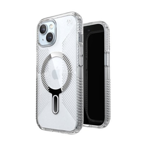 Speck Presidio Perfect-Clear Grip ClickLock Case with MagSafe for Apple iPhone 16e/15/14/13 - Clear/Chrome WORLDWIDE DELIVERY