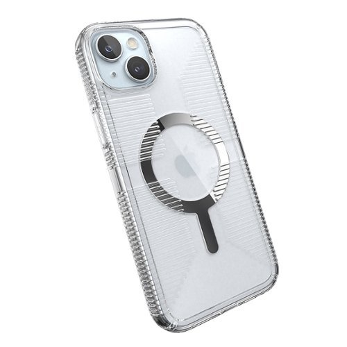 Speck Gemshell Grip Case with MagSafe for Apple iPhone 15 Plus/14 Plus - Clear/Chrome GLOBAL SHIPPING