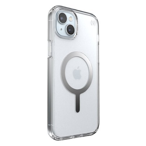 Speck Presidio Perfect-Clear Case with MagSafe for Apple iPhone 15/14 Plus, Wireless Charging, 13ft Drop Protection - Clear/Chrome WORLDWIDE DELIVERY