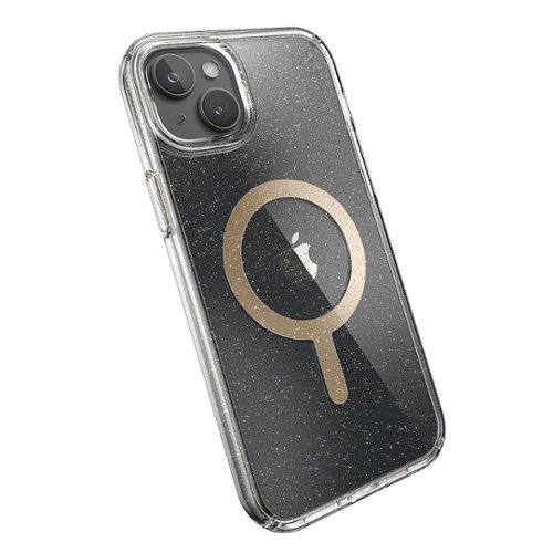 Speck Presidio Lux Case with MagSafe for Apple iPhone 15 Plus/14 Plus - Clear/Gold Glitter GLOBAL SHIPPING