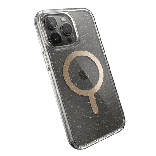 Speck Presidio Lux Case with MagSafe for Apple iPhone 15 Pro Max - Clear/Gold Glitter GLOBAL SHIPPING