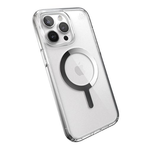 Speck Presidio Perfect-Clear Case with MagSafe for Apple iPhone 15 Pro Max, Wireless Charging, 13ft Drop Protection - Clear/Chrome GLOBAL SHIPPING