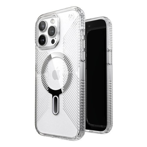 Speck Presidio Perfect-Clear Grip ClickLock Case with MagSafe for Apple iPhone 15 Pro Max - Clear/Chrome WORLDWIDE DELIVERY
