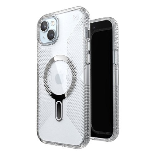 Speck Presidio Perfect-Clear Grip ClickLock Case with MagSafe for Apple iPhone 15 Plus/14 Plus - Clear/Chrome WORLDWIDE DELIVERY