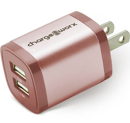 Chargeworx - 2.4A Dual USB Wall Charger - Rose Gold-Front_Standard 